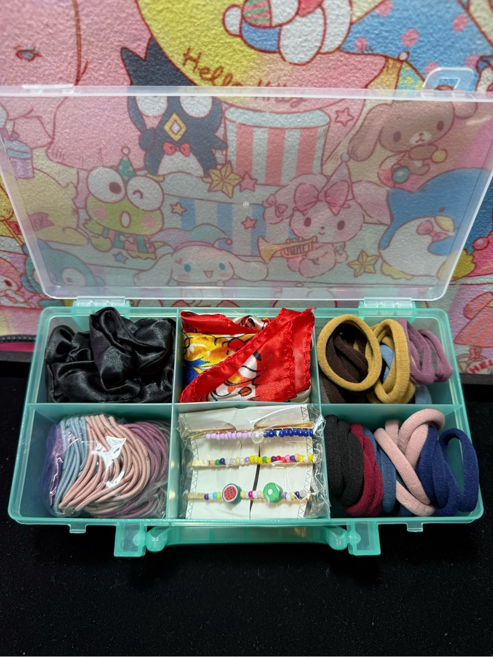 Green Multi-Compartment Hair Accessory Organizer - Assorted Colors